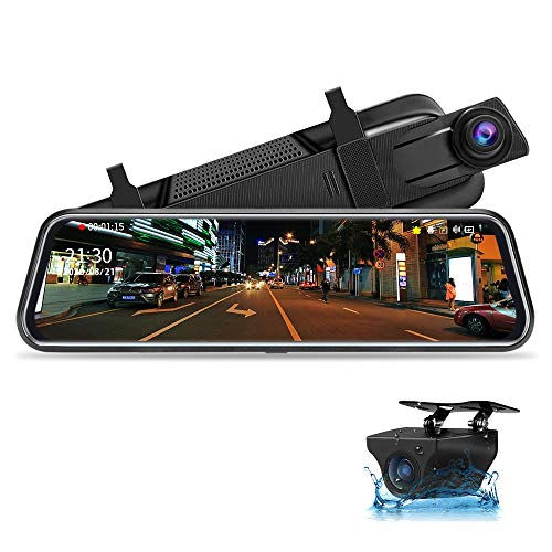 GPS registrazione in loop scheda TF 32G gratuita con telecamera per retromarcia touch screen WOLFBOX 2.5K 10 Dashcam specchietto retrovisore per auto fotocamera anteriore 